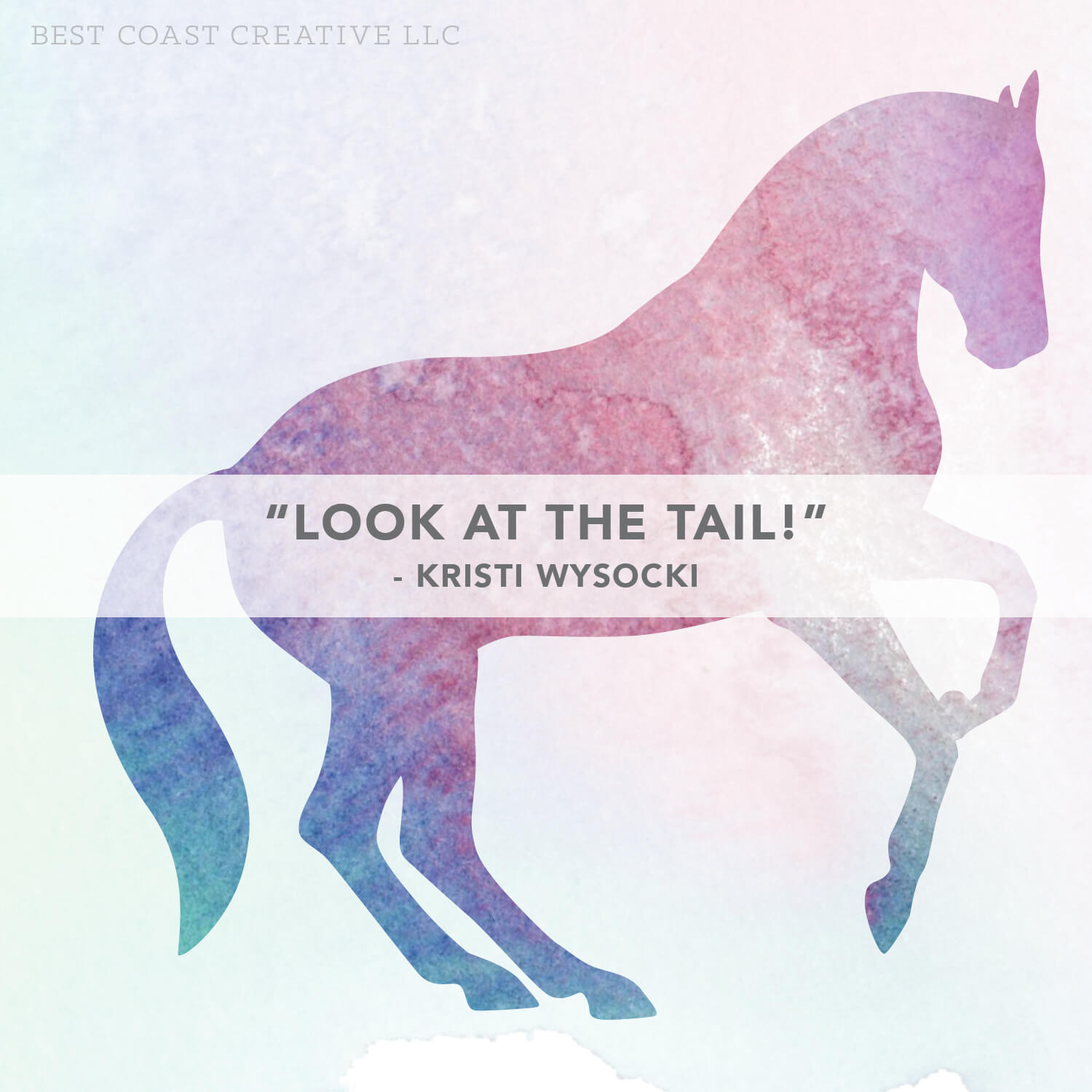 Horse Illustration with Kristi Wysocki clinic quote "Look at the Tail"